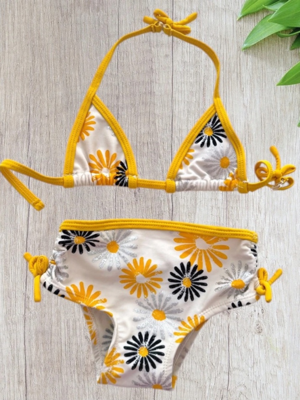 Amy Coe Baby Girls Sunflower 🌻 2PC Bikini Swimsuit in White, 18 Months